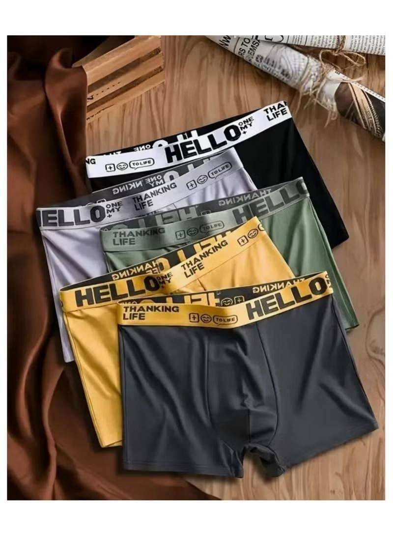Hello Boxer Shorts Men 5 Pcs Boxer Mens Underwear Boxershorts Man Cotton Underpants Breathable Men Boxers Comfortable Elastic Male Pantie 2XL（65-70Kg） - Image 2