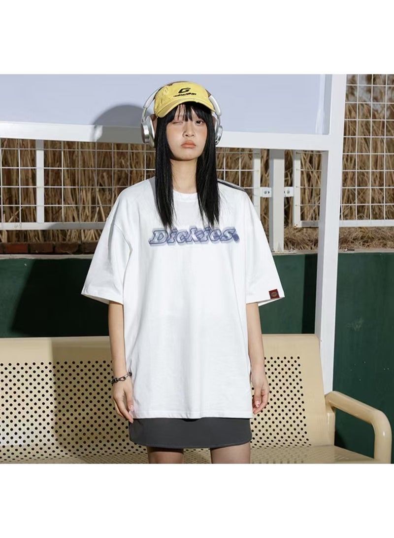 Dickies White Short-Sleeve T-Shirt with 3D Blue Letter Print Size 4XL - Image 1