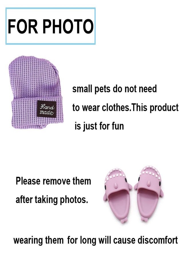 KnocKconK Hamster Costume Set with Shirt, Hat, Shoes, Small Animal Cute Shark Slipper for Real Pets, Cute Mini Rat Holiday Party Clothes, for Fun, Photos. (Blue) - Image 5