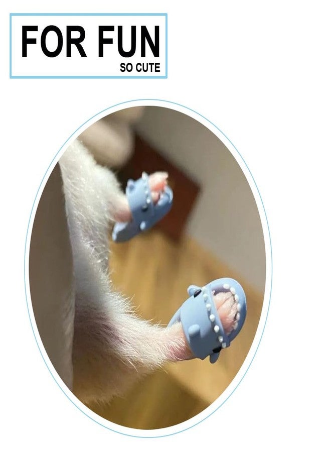 KnocKconK Hamster Costume Set with Shirt, Hat, Shoes, Small Animal Cute Shark Slipper for Real Pets, Cute Mini Rat Holiday Party Clothes, for Fun, Photos. (Blue) - Image 4
