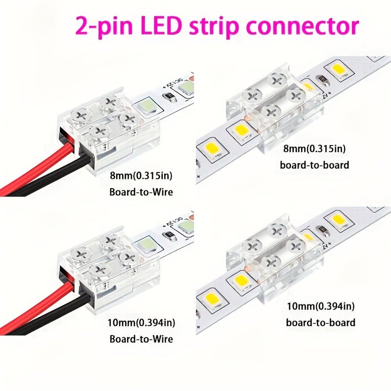8 Pcs 2 Pin 8mm Board To Board LED Strip Connectors With Screwdriver - Image 1