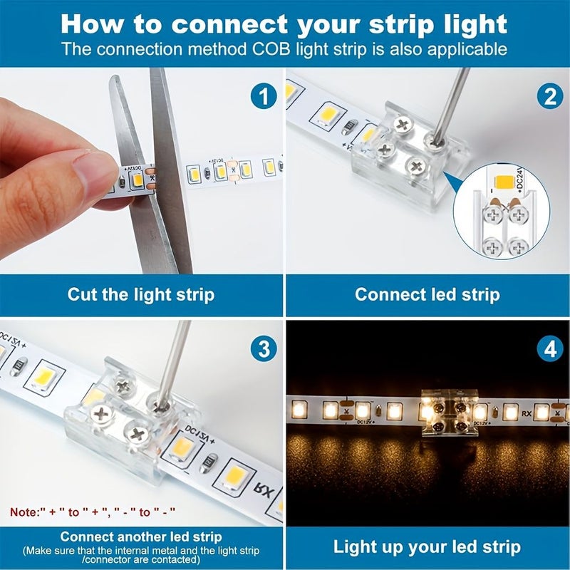 8 Pcs 2 Pin 8mm Board To Board LED Strip Connectors With Screwdriver - Image 3