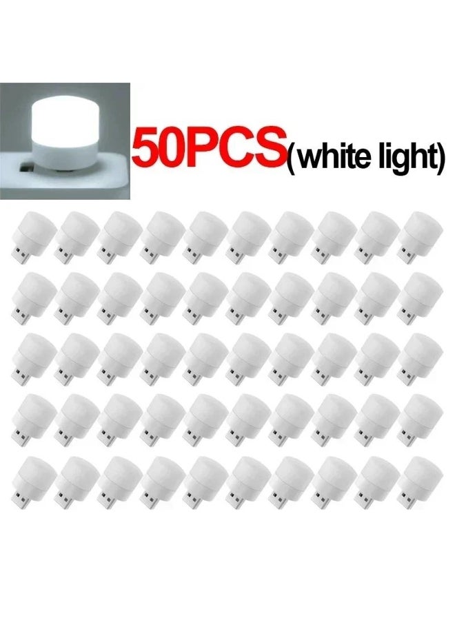 50-1PCS USB Night Light Mini LED Night Light USB Plug Lamp Power Bank Charging USB Book Lights Round Reading Eye Protection Lamp  - Image 1
