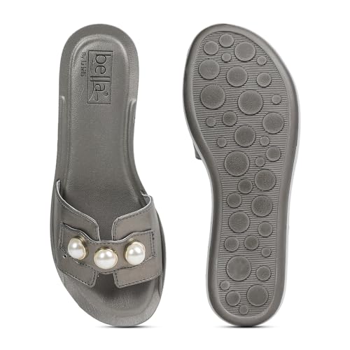 Bella Women Fashion Platform Slip On Gunmetal Sandal | Durable | Stylish | Comfortable | Slip Resistant | Lightweight and Breathable UK39 - Image 4