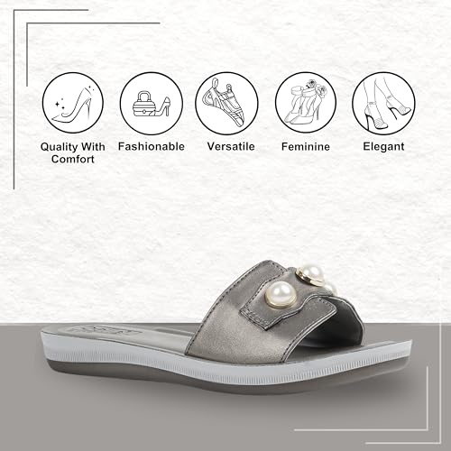 Bella Women Fashion Platform Slip On Gunmetal Sandal | Durable | Stylish | Comfortable | Slip Resistant | Lightweight and Breathable UK39 - Image 2