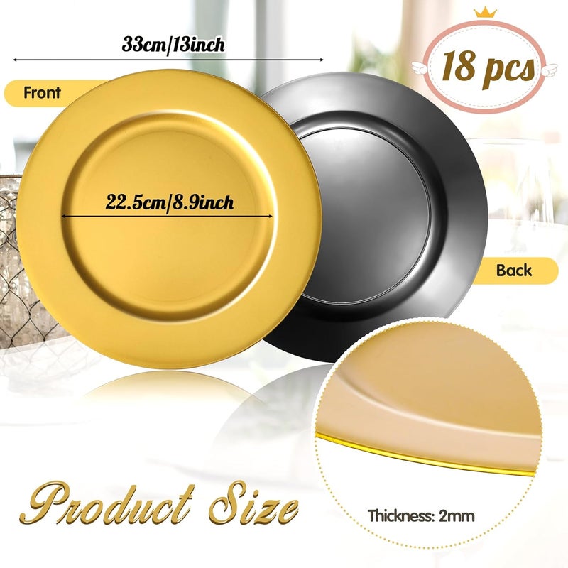 Hoemwarm 18 Pcs Golden Charger Plates Bulk13 Inch Plastic Gold Charger Plates Dinner Round Tray Charger Tableware Dish for Table Setting Wedding Holidays Party Decor - Image 3