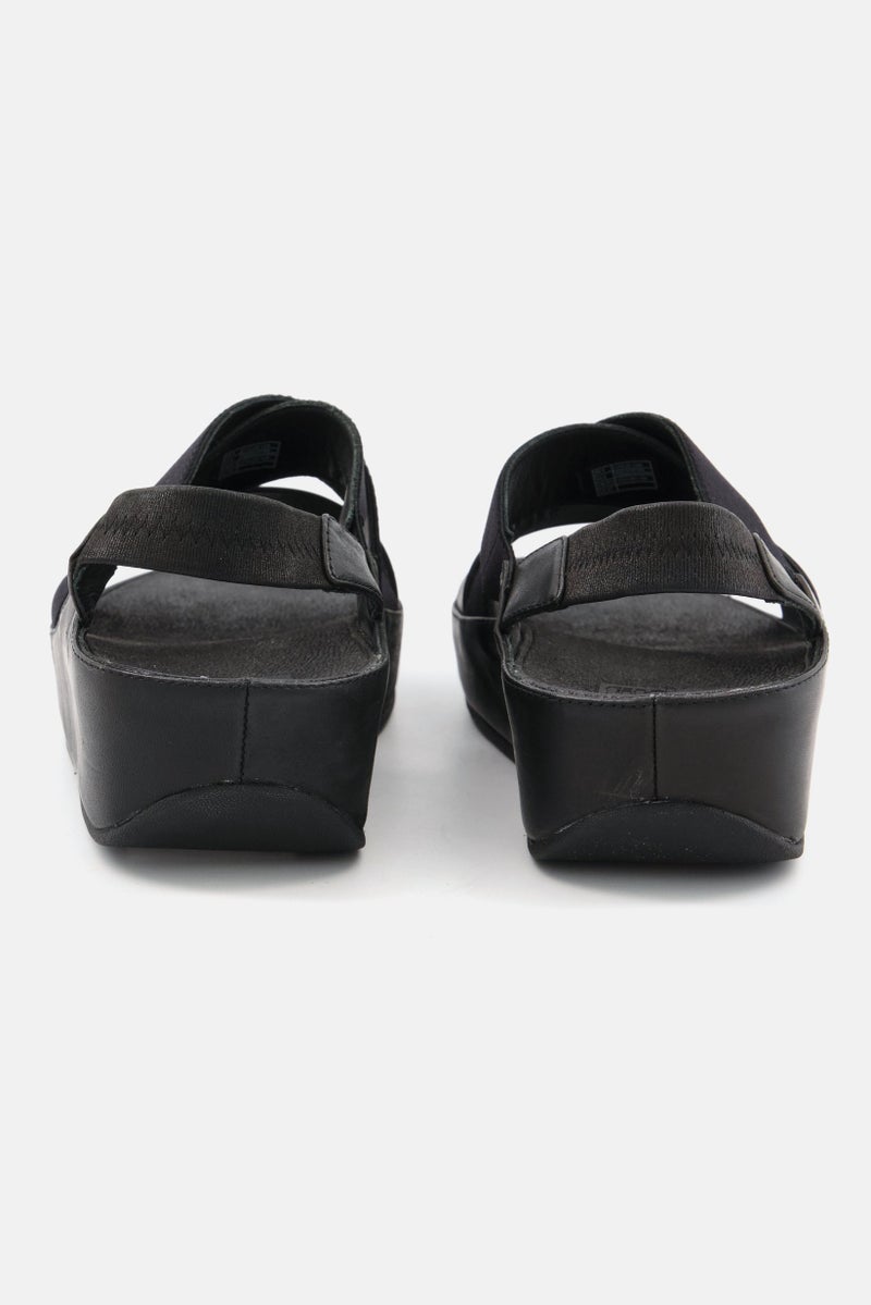 FitFlop Women Slingback Leather Sandal, Black - Image 3