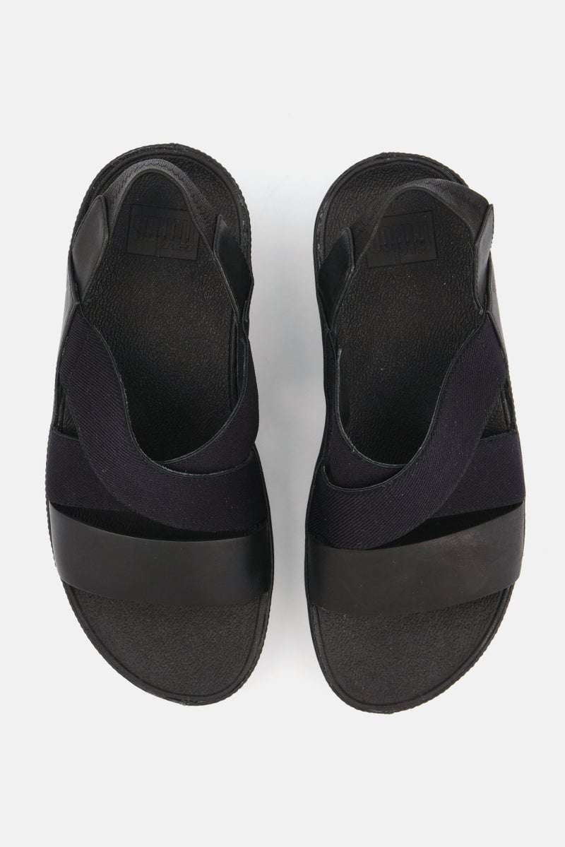 FitFlop Women Slingback Leather Sandal, Black - Image 2
