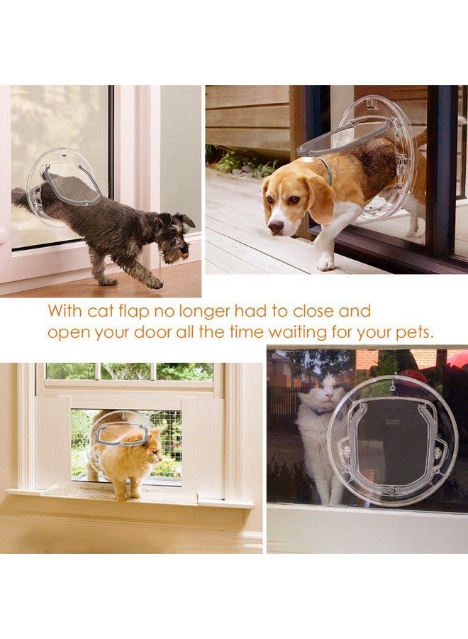 ايجويوس باب للقطط للأبواب الداخلية والخارجية، باب للحيوانات الأليفة بقفل رباعي الاتجاهات، بوابة نافذة للكلاب، مقاس 11.8 بوصة، باب دائري شفاف كبير جدًا للقطط والقطط والكلاب الصغيرة والجراء والكلاب الصغيرة - Image 3
