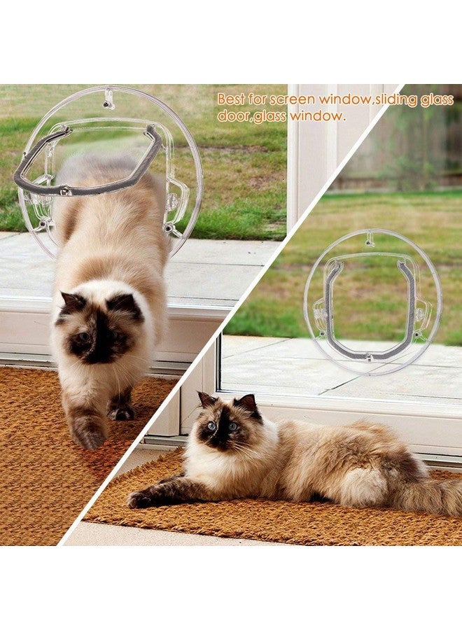 ايجويوس باب للقطط للأبواب الداخلية والخارجية، باب للحيوانات الأليفة بقفل رباعي الاتجاهات، بوابة نافذة للكلاب، مقاس 11.8 بوصة، باب دائري شفاف كبير جدًا للقطط والقطط والكلاب الصغيرة والجراء والكلاب الصغيرة - Image 2