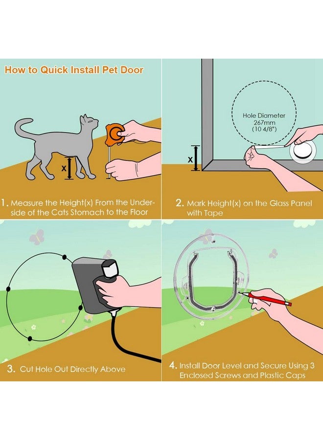 ايجويوس باب للقطط للأبواب الداخلية والخارجية، باب للحيوانات الأليفة بقفل رباعي الاتجاهات، بوابة نافذة للكلاب، مقاس 11.8 بوصة، باب دائري شفاف كبير جدًا للقطط والقطط والكلاب الصغيرة والجراء والكلاب الصغيرة - Image 4