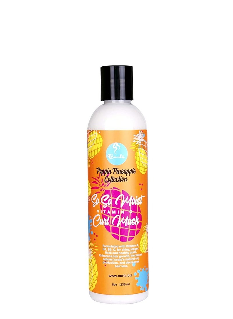 Curls CURLS Poppin Pineapple So So Moist Vitamin C Curl Mask - For All Curl Types - Thickens Hair, Prevents Breakage, and Reduces Hair Loss - Conditions and Moisturizes - 8 Ounces  - Image 1