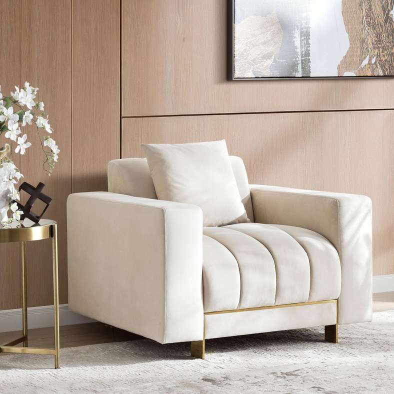 Pan Home Single Seater Sofa in Off White for Living Room