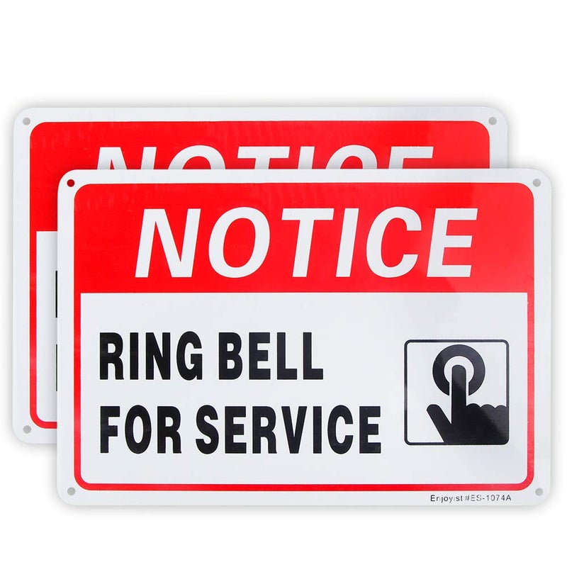 Enjoyist 2-Pack Ring Bell For Service Sign  10""X 7"" .04"" Aluminum Reflective Sign Rust Free Aluminum-Uv Protected And Weatherproof - Image 1