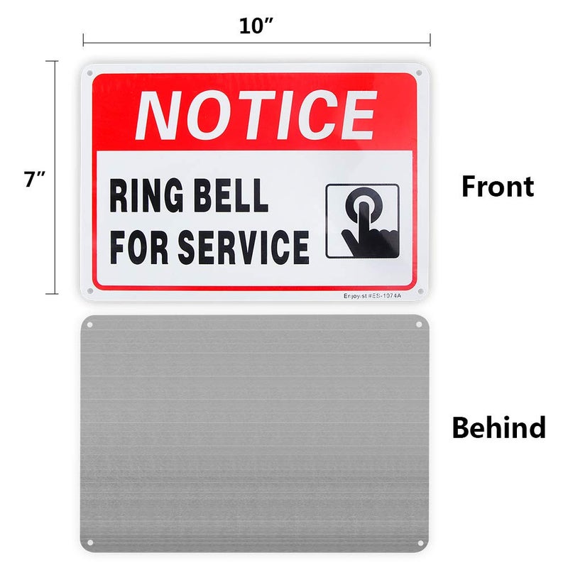 Enjoyist 2-Pack Ring Bell For Service Sign  10""X 7"" .04"" Aluminum Reflective Sign Rust Free Aluminum-Uv Protected And Weatherproof - Image 2