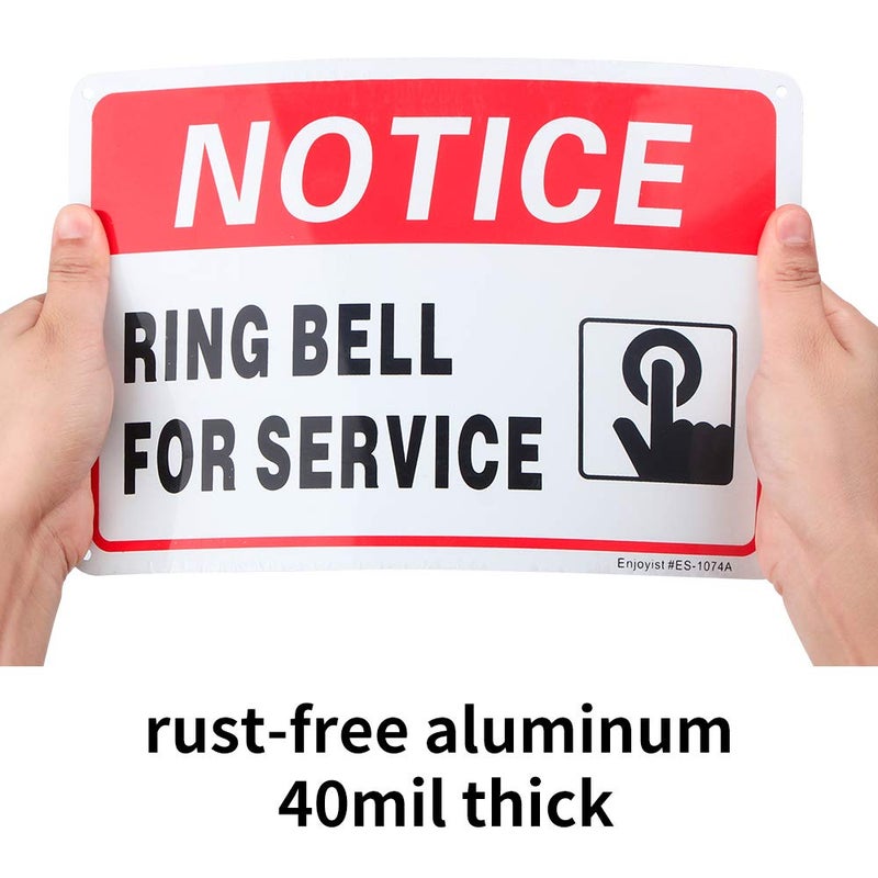 Enjoyist 2-Pack Ring Bell For Service Sign  10""X 7"" .04"" Aluminum Reflective Sign Rust Free Aluminum-Uv Protected And Weatherproof - Image 3