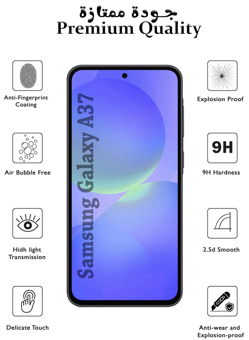 JOMILA Samsung Galaxy A37 Screen Protector | Tempered Glass Compatible with Samsung Galaxy A37| Screen Protector Full HD Quality Tempered Glass Anti-Scratch Edge to Edge Coverage with Easy Installation Kit - Black - Image 2