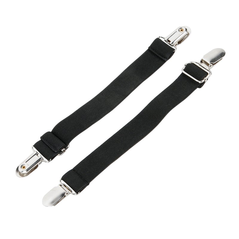 Adjustable Pant Leg Clamps: Black Stainless Steel Clip With Teeth Elastic Leg Straps - Durable Length Adjustable Boot Straps Clips for Riding Walking Men Women - Image 1
