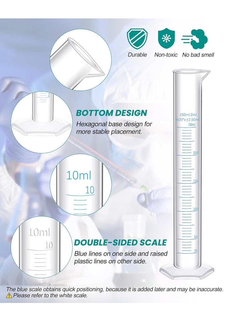 SYOSI 23 Pcs Plastic Graduated Cylinders and Beakers, Pipettes Set, Include 7 Pcs 1025501002505001000ml Cylinders 9 Pcs 501002503005001000ml Beakers 5 Pipettes and 2 Brush for Science Lab - Image 5