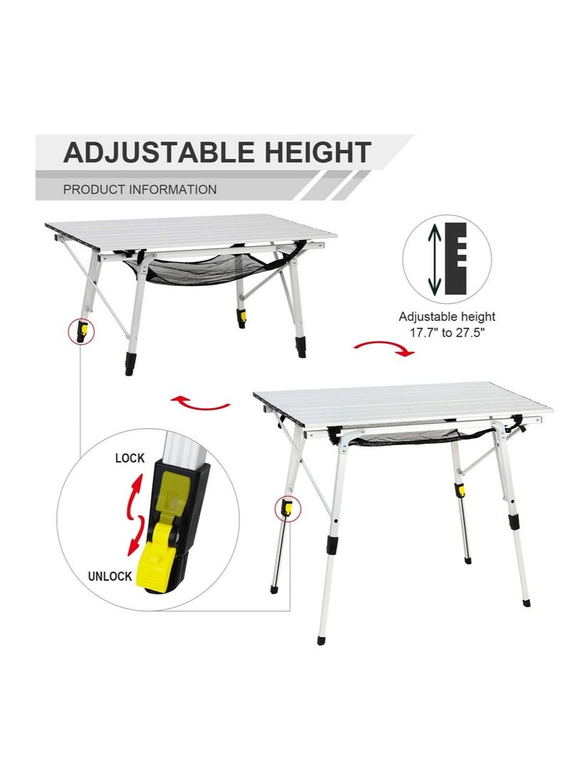 BLOOMING TIME Outdoor Portable Picnic Camping Table with Aluminum Legs Adjustable Height  - Image 2