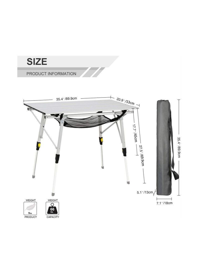 BLOOMING TIME Outdoor Portable Picnic Camping Table with Aluminum Legs Adjustable Height  - Image 3