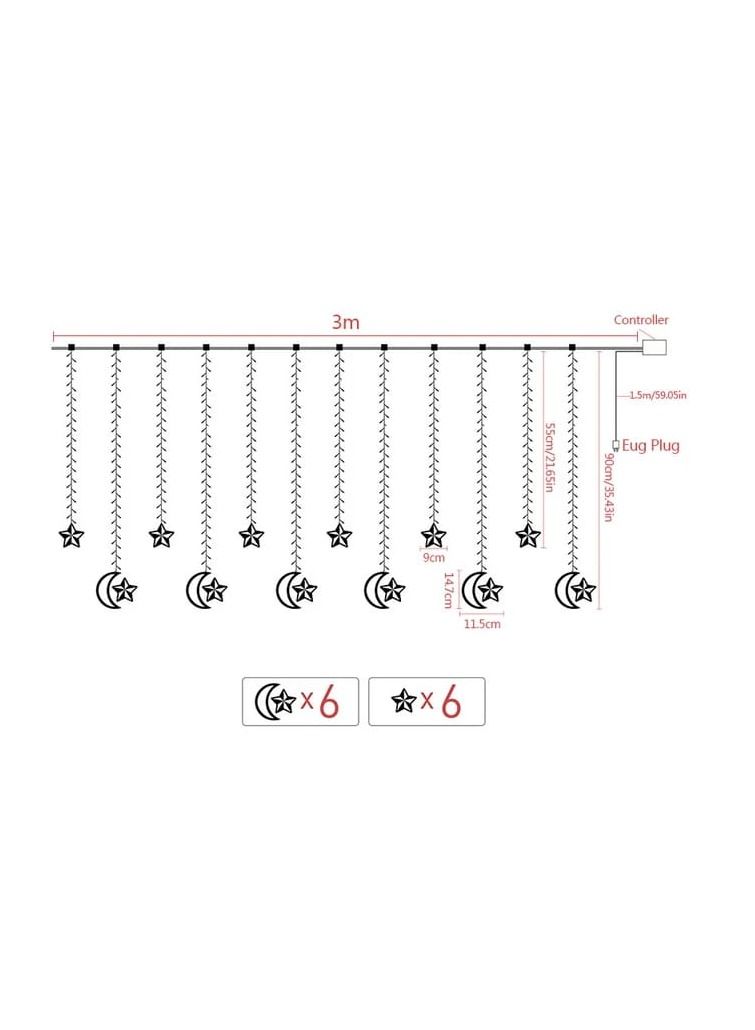 LED  Star Moon Lamp Fairy Curtain String Lights Garland Christmas Lights Decor for Room Home Wedding Party Window Decor stars only light - Image 2