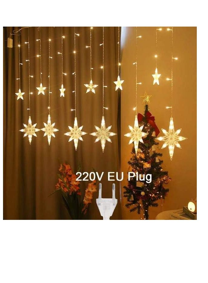 LED  Star Moon Lamp Fairy Curtain String Lights Garland Christmas Lights Decor for Room Home Wedding Party Window Decor stars only light - Image 3