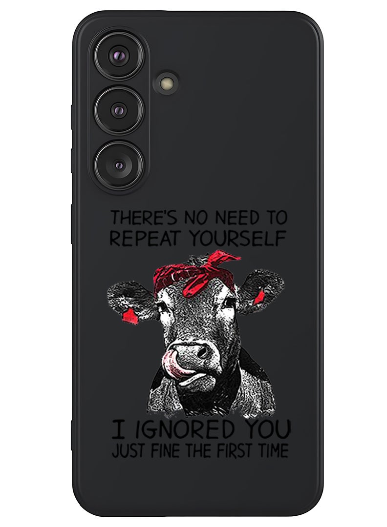 Theodor Protective Slim Fit Case Liquid Silicone Cover with Full Body Protection Anti-Scratch Shockproof Case For Samsung Galaxy S25 Plus (Black) - there is no ned to repeat yourself - Image 1