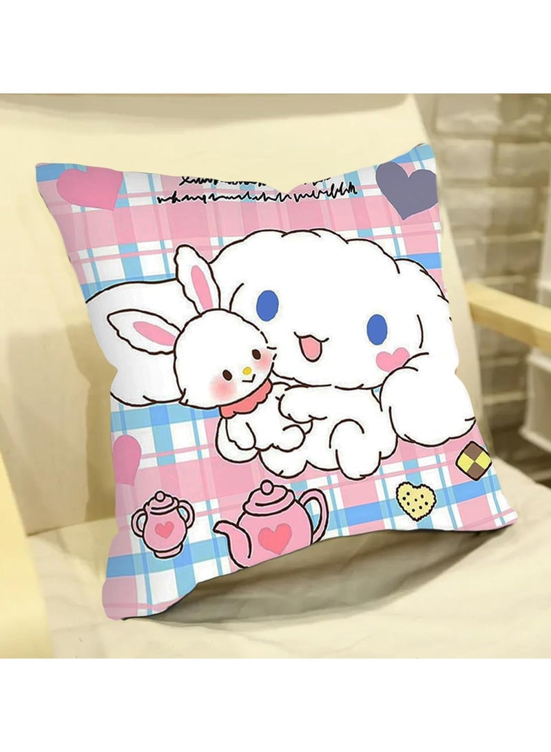 general Cute Pillow Cover, 2 Piece Set, Kawaii Square Cushion Cover Cartoon Home Decoration for Sofa Bedroom Living Room, 18 inch x 18 inch - Image 3