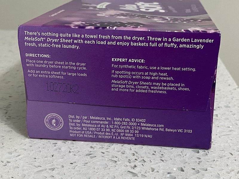 Melaleuca Ecosense Melasoft Fabric Softener - Garden Lavender - 100 Dryer Sheets - Image 3