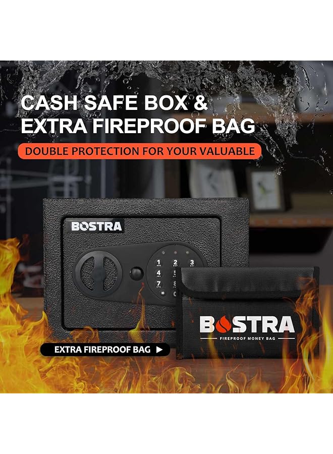 erorex Black Fireproof Safe Box With Sensor Light And Fireproof Bag Digital Keypad And Key Control Home Safe Box 0.23 Cubic Feet Steel  - Image 3
