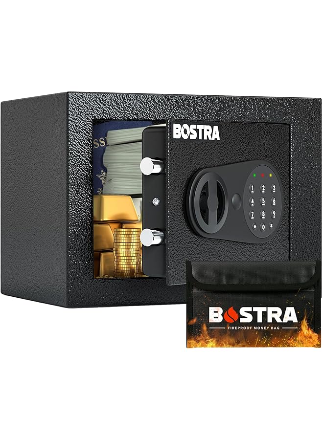erorex Black Fireproof Safe Box With Sensor Light And Fireproof Bag Digital Keypad And Key Control Home Safe Box 0.23 Cubic Feet Steel  - Image 1