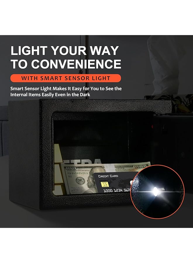 erorex Black Fireproof Safe Box With Sensor Light And Fireproof Bag Digital Keypad And Key Control Home Safe Box 0.23 Cubic Feet Steel  - Image 2