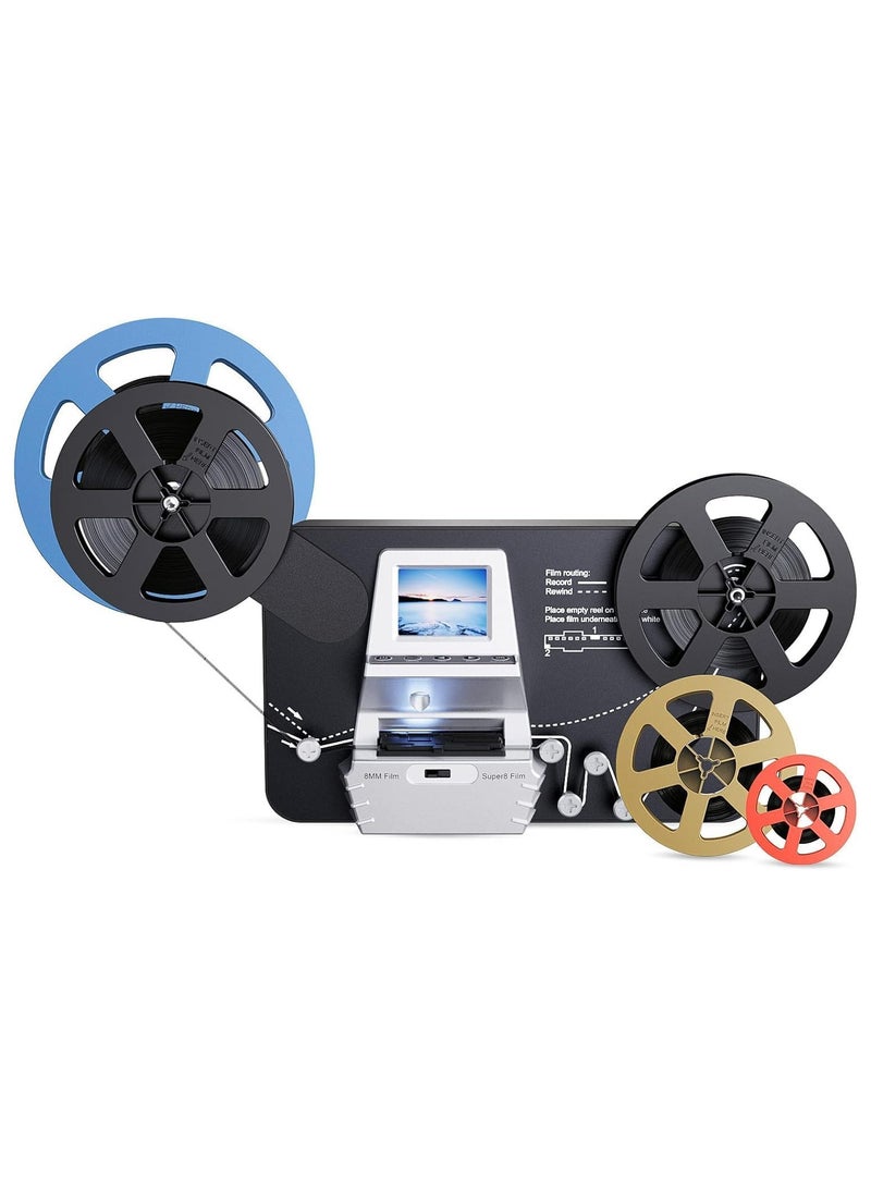 Eyesen Fully Automated Digitizer, 8mm Film Scanner to Convert Old 8mm and Super 8 Movie Reels Into Digital Videos, support up to 9" reels and 1080P. Playback your scanned video on the built-in 2.4" LCD screen or view on a TV/monitor via the included TV cable.  - Image 1