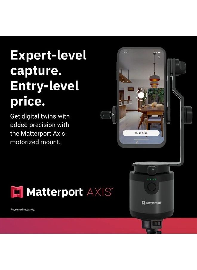 Matterport - Axis Gimbal Stabilizer for Smartphone Camera - Motorized Rotating Mount for Professional 3D 360 Photo Scans Includes Portable Tripod, Remote and 12 Month Starter Kit for 3D Model Scans - Image 1