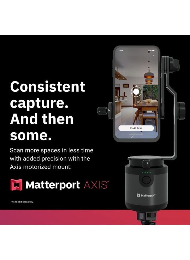 Matterport - Axis Gimbal Stabilizer for Smartphone Camera - Motorized Rotating Mount for Professional 3D 360 Photo Scans Includes Portable Tripod, Remote and 12 Month Starter Kit for 3D Model Scans - Image 1