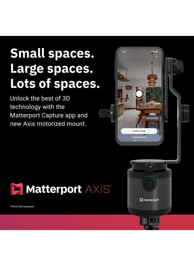 Matterport - Axis Gimbal Stabilizer for Smartphone Camera - Motorized Rotating Mount for Professional 3D 360 Photo Scans Includes Portable Tripod, Remote and 12 Month Starter Kit for 3D Model Scans - Image 1