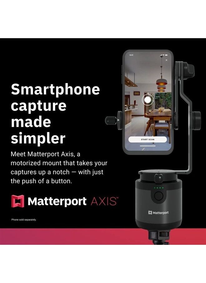 Matterport - Axis Gimbal Stabilizer for Smartphone Camera - Motorized Rotating Mount for Professional 3D 360 Photo Scans Includes Portable Tripod, Remote and 12 Month Starter Kit for 3D Model Scans - Image 1