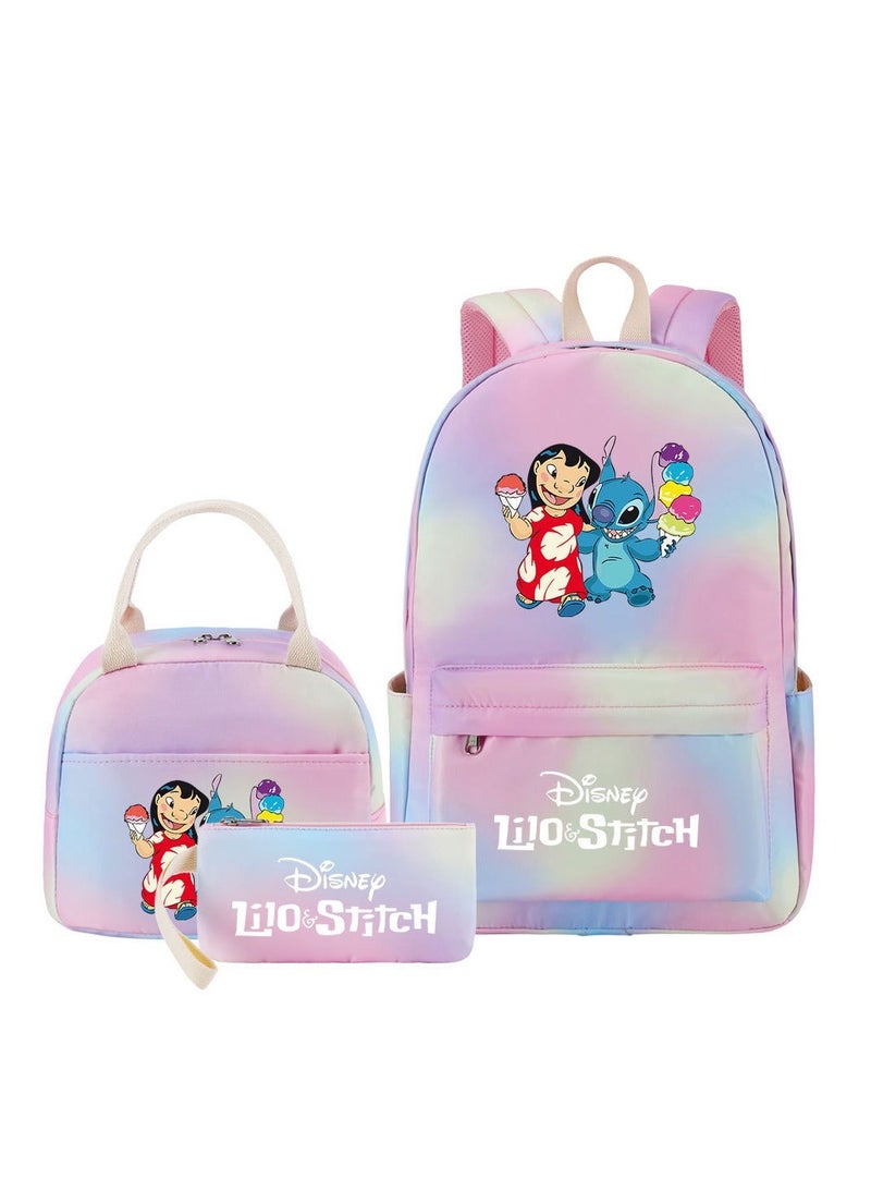 Stitch Printed Three Piece Set Backpack
