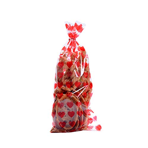 luakesa 150Pcs Valentine Cellophane Cookie Bags Goodie Candy Treat Bag with Twist Ties for Valentines Day Party Supplies 3 Styles - Image 5