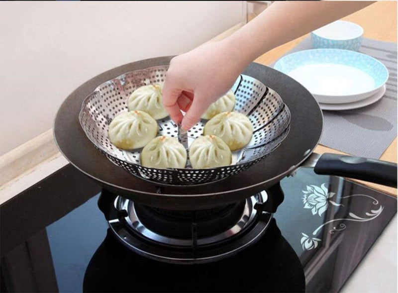 SHULABH CREATIVE Shulabh creative Stainless Steel Vegetable Fruit Steamer Punching Food Drain Bowl Basket Stainless Steel Steamer Steamer Basket  - Image 3