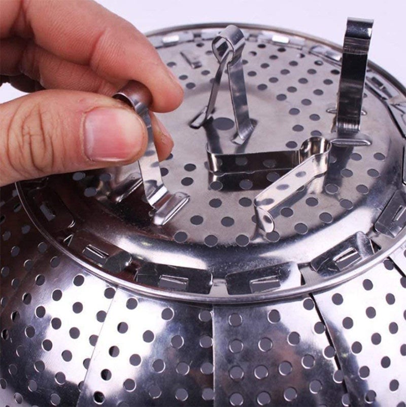 SHULABH CREATIVE Shulabh creative Stainless Steel Vegetable Fruit Steamer Punching Food Drain Bowl Basket Stainless Steel Steamer Steamer Basket  - Image 5