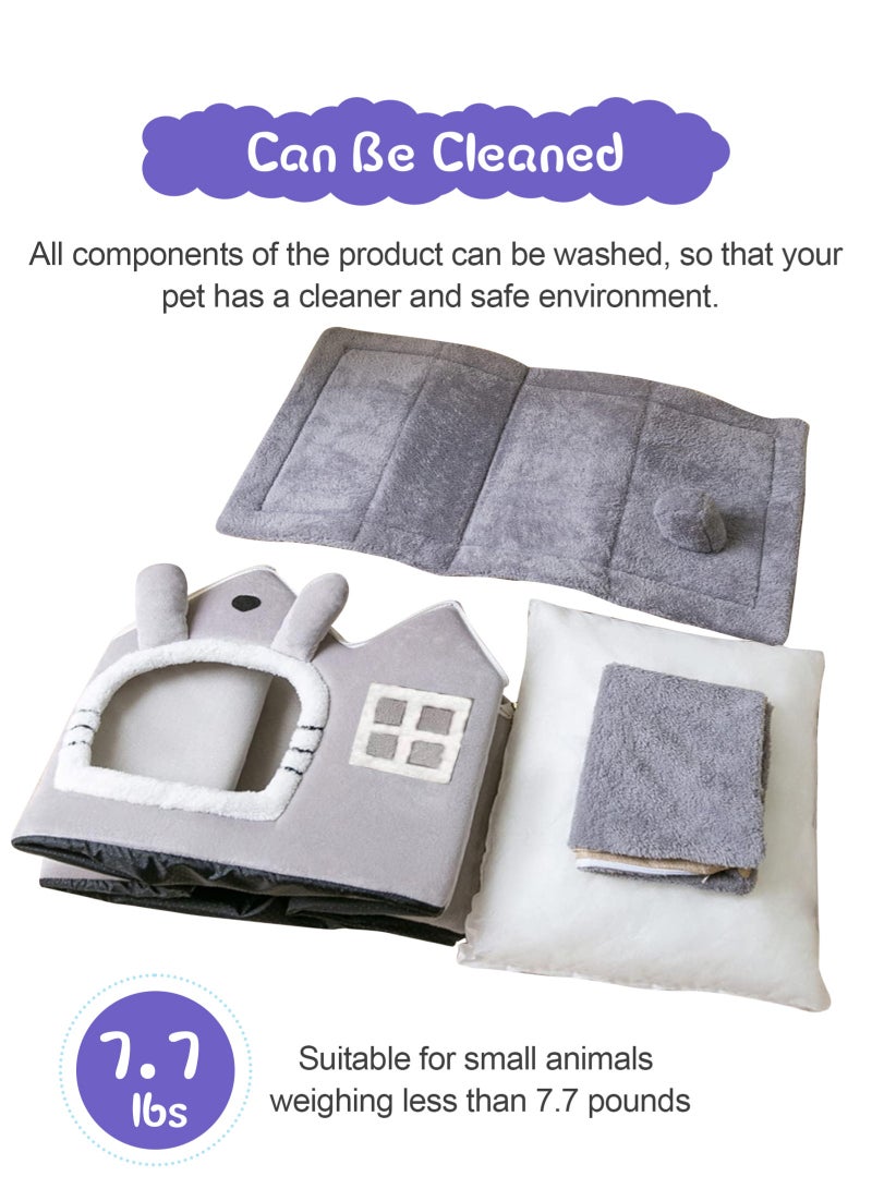 أوربازار بيت قطط رقيق، سرير للكلاب، عش كهف واسع، خيمة جرو ناعمة ودافئة مع وسادة قابلة للإزالة والغسل، بيت حيوانات أليفة لطيف للقطط والكلاب. - Image 4