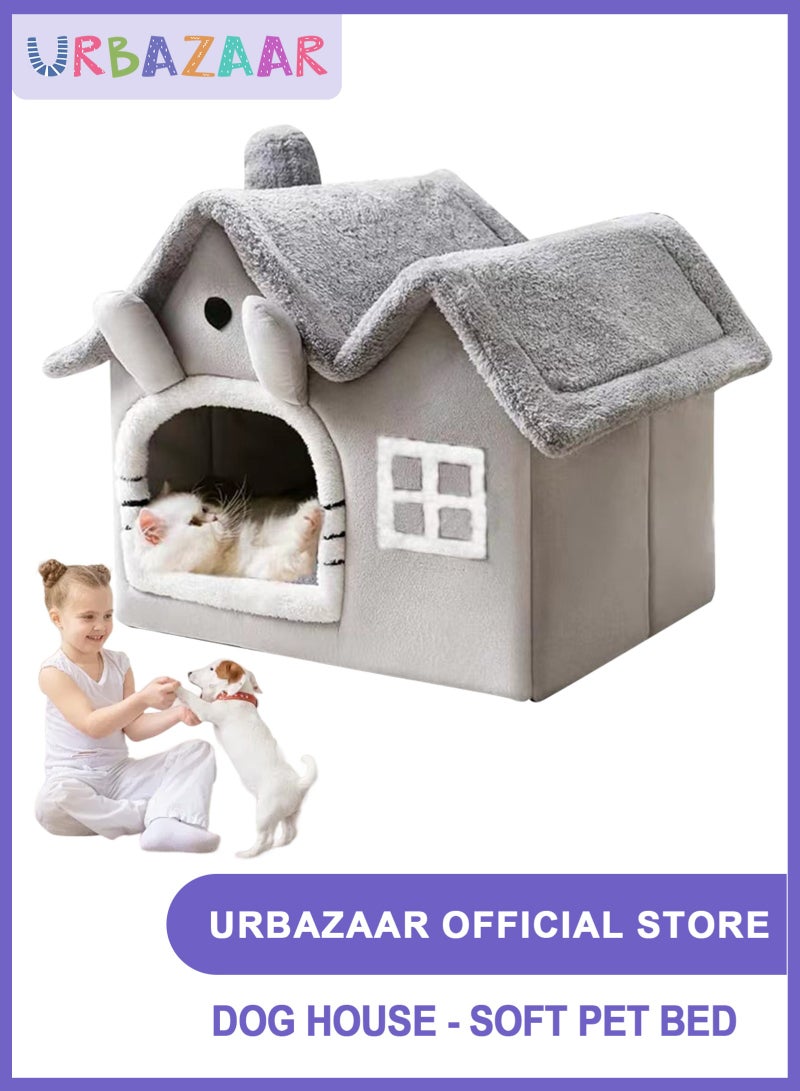أوربازار بيت قطط رقيق، سرير للكلاب، عش كهف واسع، خيمة جرو ناعمة ودافئة مع وسادة قابلة للإزالة والغسل، بيت حيوانات أليفة لطيف للقطط والكلاب. - Image 1