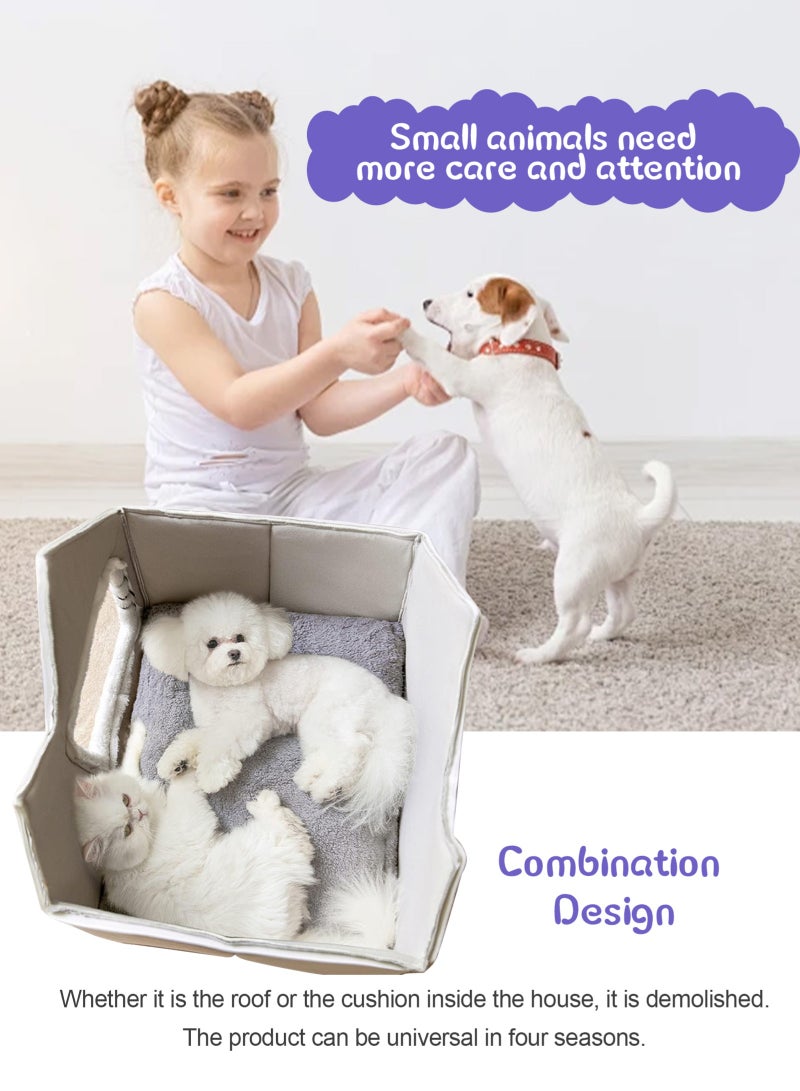 أوربازار بيت قطط رقيق، سرير للكلاب، عش كهف واسع، خيمة جرو ناعمة ودافئة مع وسادة قابلة للإزالة والغسل، بيت حيوانات أليفة لطيف للقطط والكلاب. - Image 5