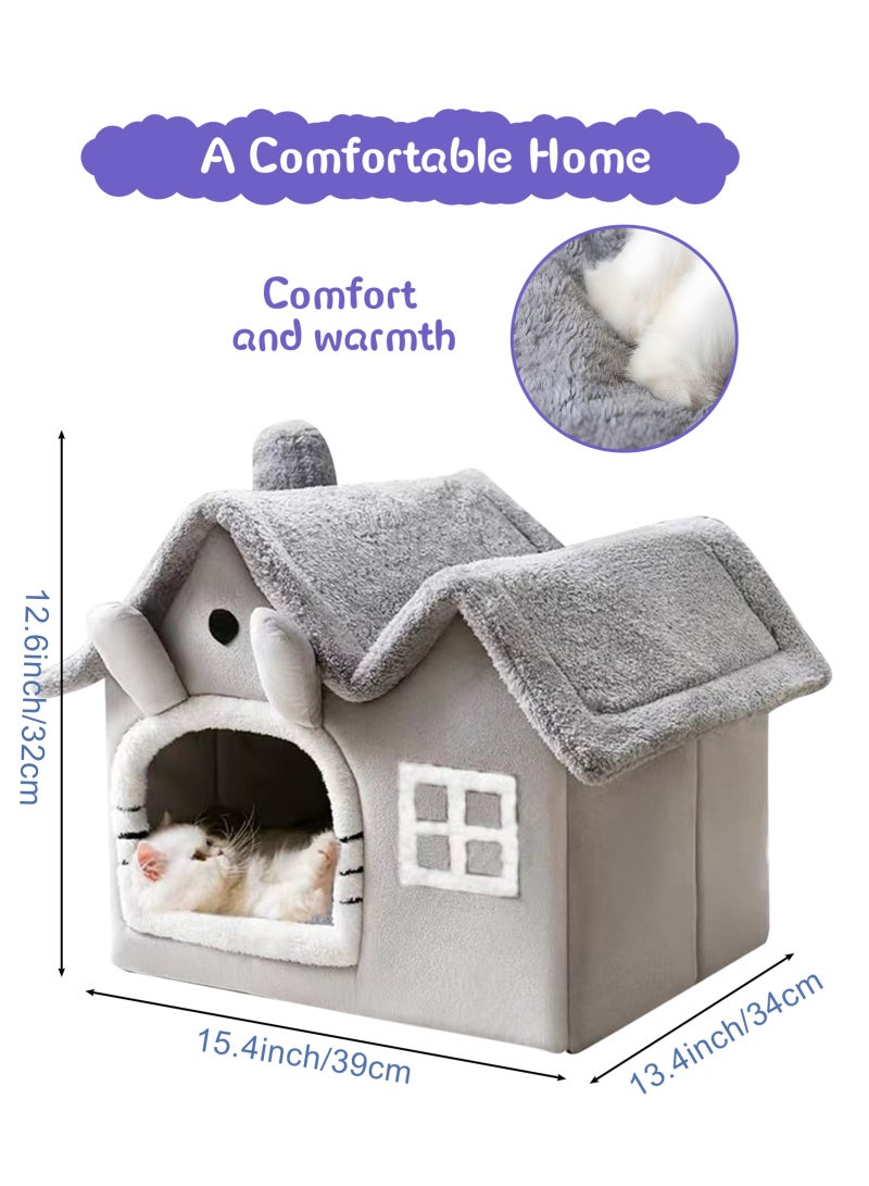 أوربازار بيت قطط رقيق، سرير للكلاب، عش كهف واسع، خيمة جرو ناعمة ودافئة مع وسادة قابلة للإزالة والغسل، بيت حيوانات أليفة لطيف للقطط والكلاب. - Image 2