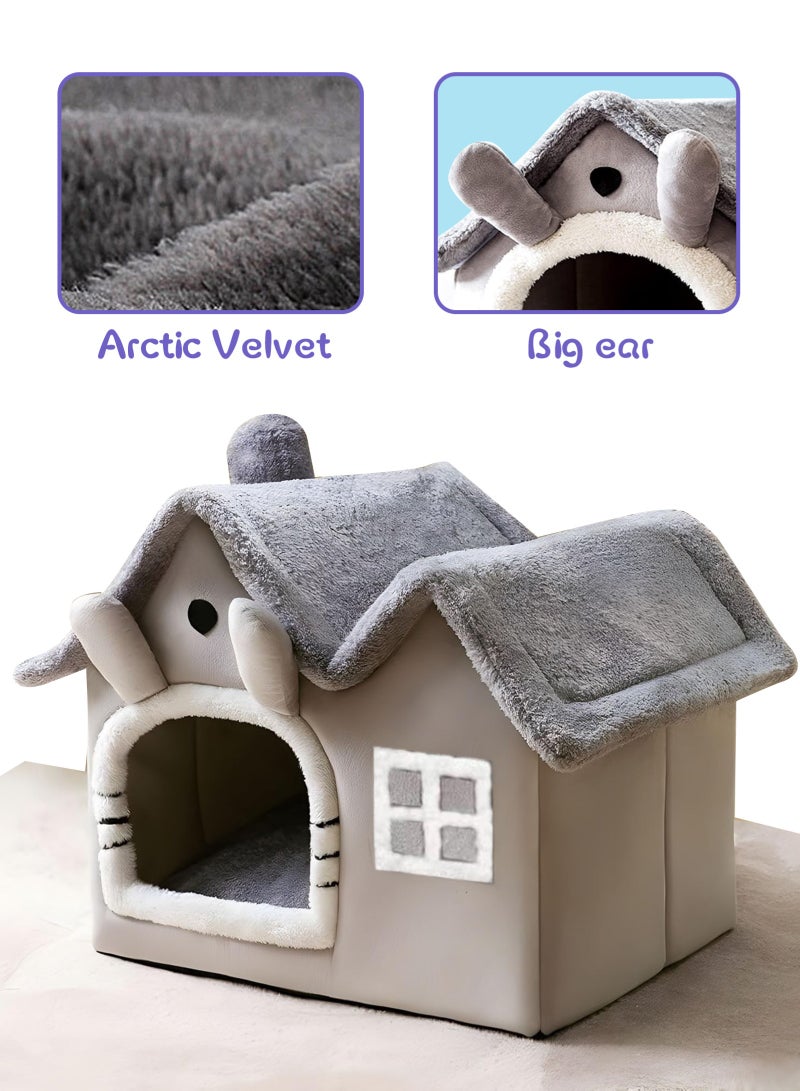 أوربازار بيت قطط رقيق، سرير للكلاب، عش كهف واسع، خيمة جرو ناعمة ودافئة مع وسادة قابلة للإزالة والغسل، بيت حيوانات أليفة لطيف للقطط والكلاب. - Image 3