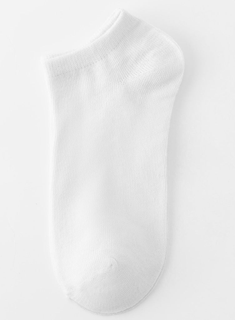 DUJUIKE Men's and women's summer shallow invisible boat socks all-match solid color socks non-slip deodorant cotton socks (white, 5 pairs)  - Image 1