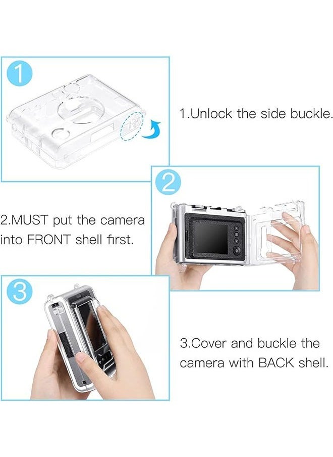 Bukela Protective Case with Crystal Hard PVC Cover and Removable Shoulder Strap for Fujifilm Instax Mini EVO Camera, Clear  - Image 2