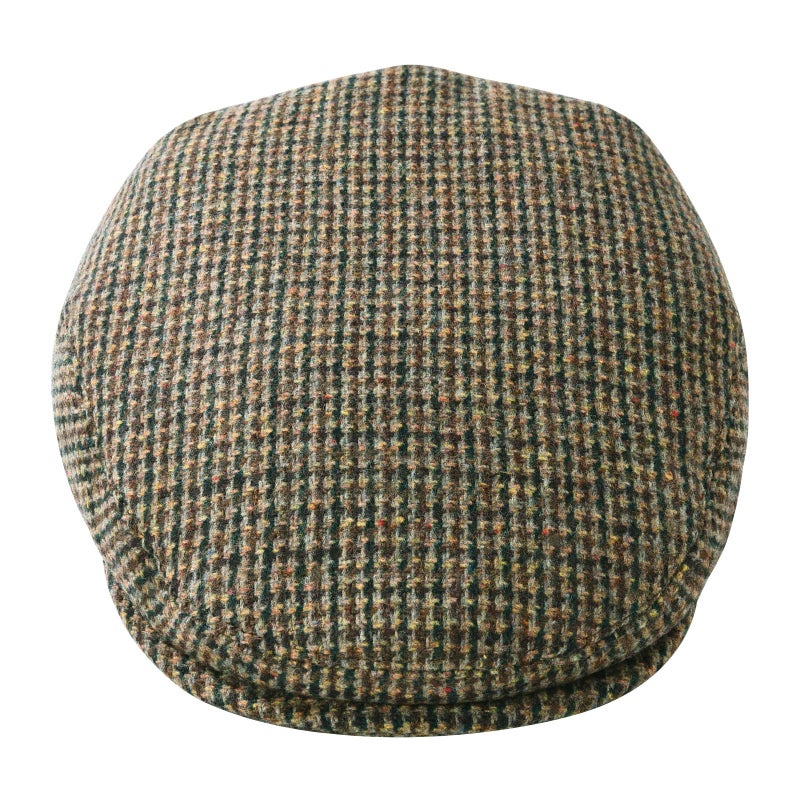 FEINION Men's Wool Tweed Newsboy Ivy Cap Gatsby Golf Flat Hat (T-Houndstooth Khaki, 7 1/2) - Image 4